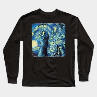 Peafowl Van Gogh Style Long Sleeve T-Shirt